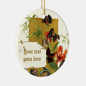 ヴィンテージスケッチレッドパープルスイートピーオーナメント セラミックオーナメント (右)