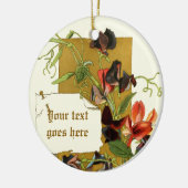 ヴィンテージスケッチレッドパープルスイートピーオーナメント セラミックオーナメント (左)