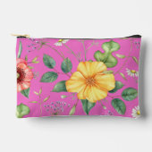 ヴィンテージスケッチワイルドフラワー/ヒックピンク アクセサリーポーチ (正面)
