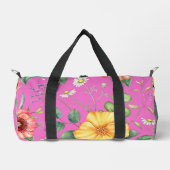 ヴィンテージスケッチワイルドフラワー/ヒックピンク ダッフルバッグ (正面)