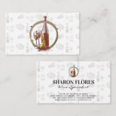 ヴィンテージスケッチワイングラスとボトル 名刺 (正面/裏面)