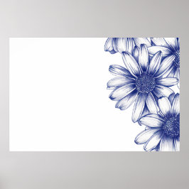 ヴィンテージスケッチ紫デイジー ポスター