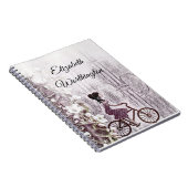 ヴィンテージスケッチ自転車に乗った婦人 ノートブック (右側)