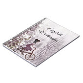 ヴィンテージスケッチ自転車に乗った婦人 ノートブック (左側)