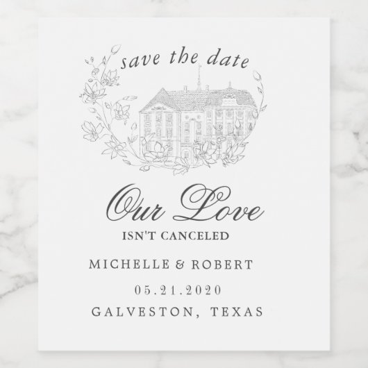 ヴィンテージスケッチ花模様日付の保存 ワインラベル (シングルラベル)