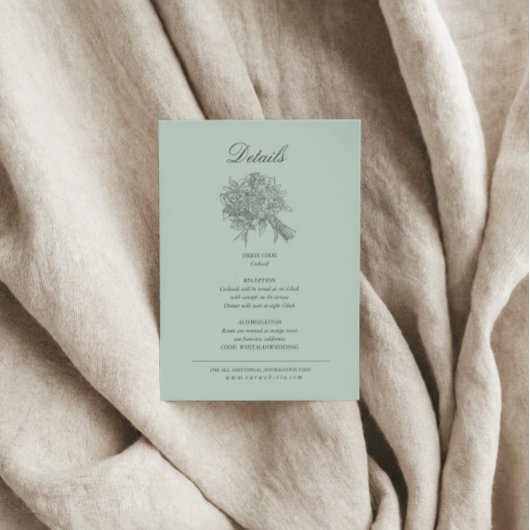 ヴィンテージスケッチ花模様結婚の詳細 エンクロージャーカード