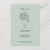 ヴィンテージスケッチ花模様結婚の詳細 エンクロージャーカード (正面)