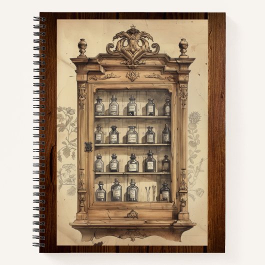 ヴィンテージスケッチ薬局オン動揺して紙 ノートブック (正面)