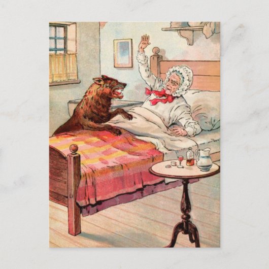 ヴィンテージスケッチ:おばあちゃんと狼 ポストカード (正面)