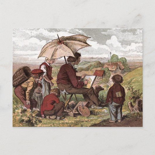 ヴィンテージスケッチ:シンプル家 ポストカード (正面)