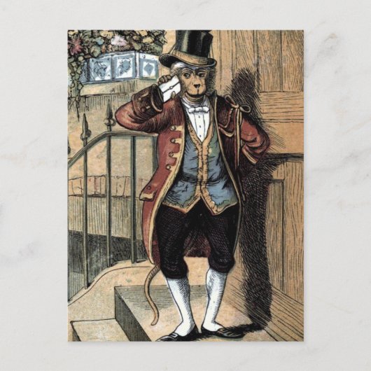 ヴィンテージスケッチ:スーツを着たサル ポストカード (正面)