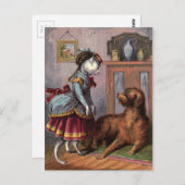 ヴィンテージスケッチ:フルドレスのPuss ポストカード (正面/裏面)