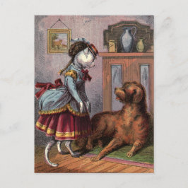 ヴィンテージスケッチ：フルドレスのPuss ポストカード