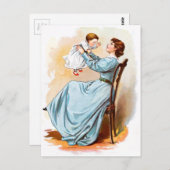 ヴィンテージスケッチ:ベビーガールの母親 ポストカード (正面/裏面)