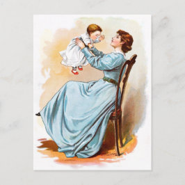 ヴィンテージスケッチ：ベビーガールの母親 ポストカード