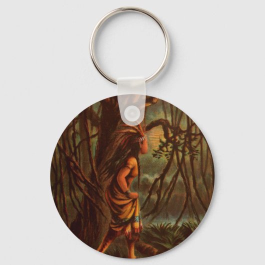 ヴィンテージスケッチ:ポカホンタス、インディアンプリンセス キーホルダー (正面)