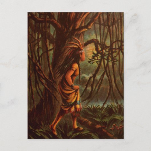 ヴィンテージスケッチ:ポカホンタス、インディアンプリンセス ポストカード (正面)