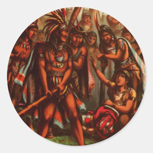 ヴィンテージスケッチ:ポカホンタス、インディアンプリンセス ラウンドシール (正面)