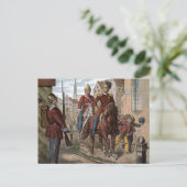 ヴィンテージスケッチ:レッドコート兵士 ポストカード (スタンド正面)