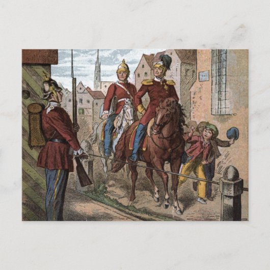 ヴィンテージスケッチ:レッドコート兵士 ポストカード (正面)