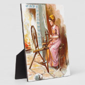 ヴィンテージスケッチ：回転ホイールを持つ女の子 フォトプラーク (側面)