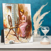 ヴィンテージスケッチ：回転ホイールを持つ女の子 フォトプラーク (側面)