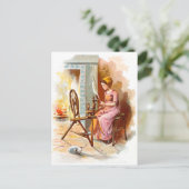 ヴィンテージスケッチ:回転ホイールを持つ女の子 ポストカード (スタンド正面)