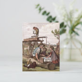 ヴィンテージスケッチ:建築労働者 ポストカード (スタンド正面)