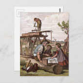 ヴィンテージスケッチ:建築労働者 ポストカード (正面/裏面)