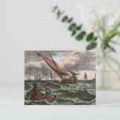 ヴィンテージスケッチ：海の嵐 ポストカード (スタンド正面)