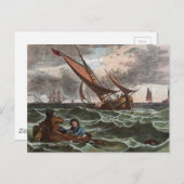 ヴィンテージスケッチ：海の嵐 ポストカード (正面/裏面)