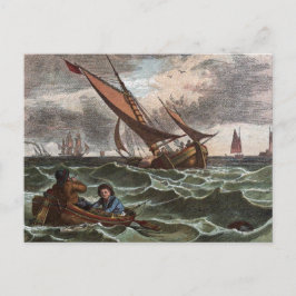ヴィンテージスケッチ：海の嵐 ポストカード