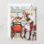 ヴィンテージスケッチ:理容師ひげそり豚 ポストカード (正面/裏面)