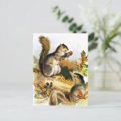 ヴィンテージスケッチ:秋のリス ポストカード (スタンド正面)