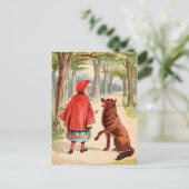 ヴィンテージスケッチ：赤いライディングフードとオオカミ ポストカード (スタンド正面)