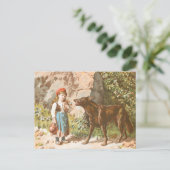 ヴィンテージスケッチ：赤いライディングフードとオオカミ ポストカード (スタンド正面)