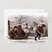 ヴィンテージスケッチ:雪の中のスレッド ポストカード (正面/裏面)