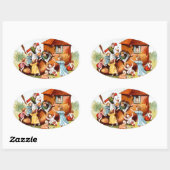 ヴィンテージスケッチ:靴の中に住む女性 楕円形シール (シート)