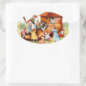 ヴィンテージスケッチ:靴の中に住む女性 楕円形シール (バッグ)