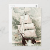 ヴィンテージスケッチ: 3つのマスタードシップ ポストカード (正面/裏面)