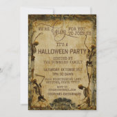 ヴィンテージスケルトンが死ぬYouハローウィンパーティ 招待状 (正面)