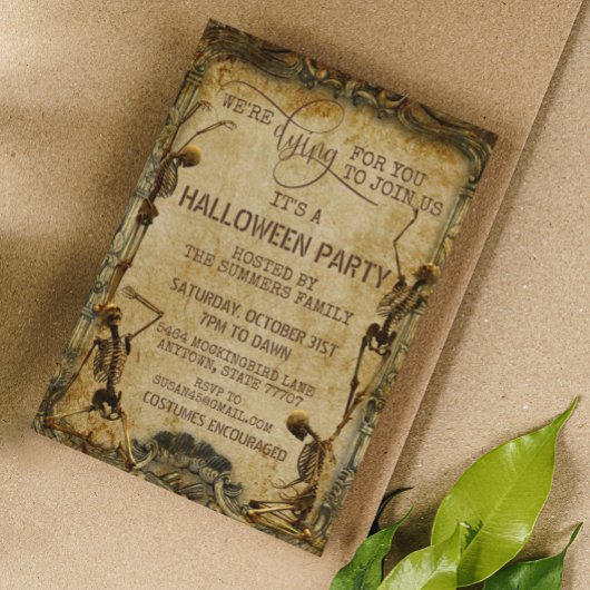 ヴィンテージスケルトンが死ぬYouハローウィンパーティ 招待状
