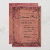 ヴィンテージスケルトンとこうもりハロウィーン 招待状 (正面/裏面)