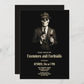 ヴィンテージスケルトンアダルトハロウィーン招待状 シーズンカード (正面/裏面)