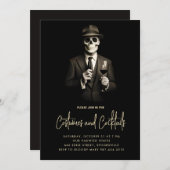 ヴィンテージスケルトンアダルトハロウィーン招待状 シーズンカード (正面/裏面)