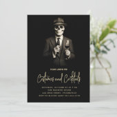 ヴィンテージスケルトンアダルトハロウィーン招待状 シーズンカード (スタンド正面)