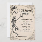 ヴィンテージスケルトンカクテルアダルトハローウィンパーティ 招待状 (正面)