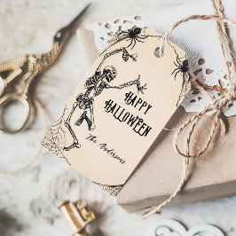 ヴィンテージスケルトンカクテルスパイダーハローウィンパーティ ギフトタグ