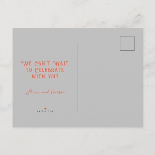 ヴィンテージスケルトンカップルゴシック結婚式日付の保存 案内ポストカード (裏面)