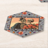 ヴィンテージスケルトンゴシックダークフローラ結婚ズ ペーパーコースター (アングル)